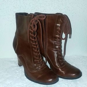 Brown lace up boots